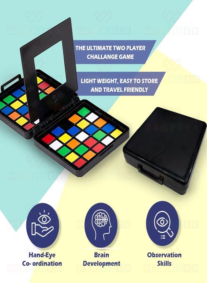 Wembley Color Tiles Cube Puzzle Race Board Game for Kids & Adults Two Player Speed Solving Face Off Brain Teaser Hand Eye Coordination Interactive Compact Engaging Thinking Game - Image 3